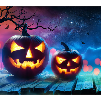 Carved pumpkin O'lantern garage door banner mural