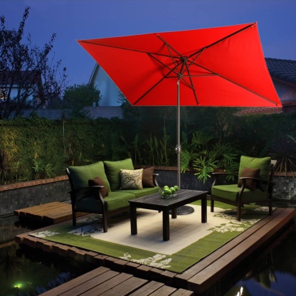 10Ft Aluminum Rectangular Market Patio Umbrella with Crank and Tilt (without Base)