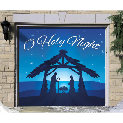 7 ft. x 16 ft. Nativity Scene O' Holy Night-Christmas Garage Door Decor Mural for Double Car Garage