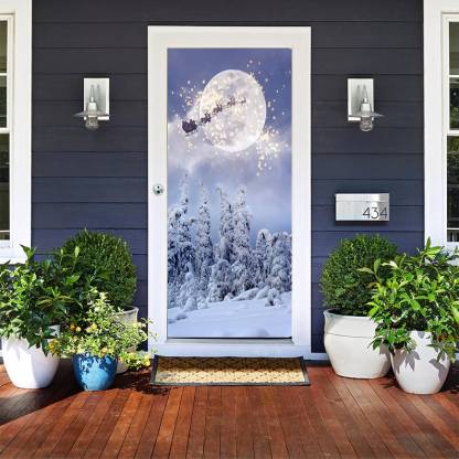 Sleigh Ride Door Cover - Christmas Door Covers - Outdoor Christmas Decorations - Front Door Decor - Holiday Door Covers
