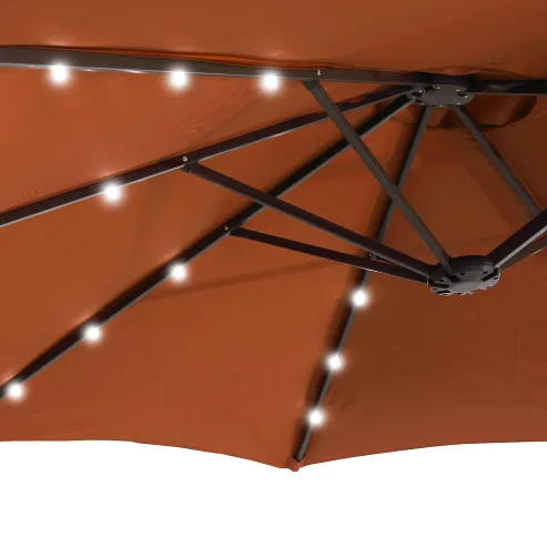 15ft Patio Steel Rectangular Double-Sided Market Umbrella With Base, Classic Design or Solar LED Lights Options,UV Sun Protection & Easy Crank for Deck Pool Patio.