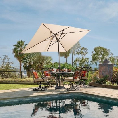 10Ft Aluminum Rectangular Market Patio Umbrella with Crank and Tilt (without Base)