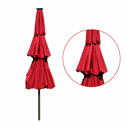 11 FT 3-Layer Aluminum Market Solar Tilt Patio Umbrella with 32-LED Light (without Base)