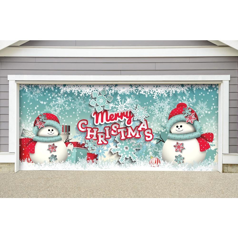 Snowman Merry Christmas-Outdoor Christmas Holiday Garage Door Banner Decor