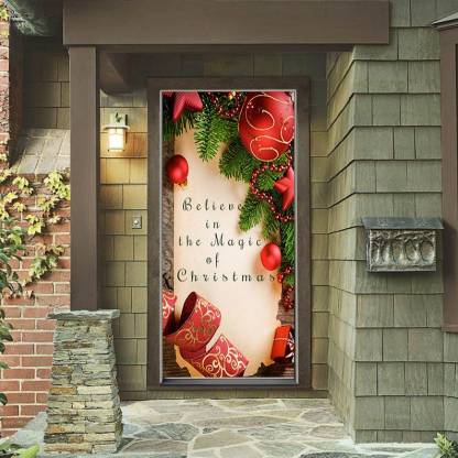 BELIEVE Door Cover - Christmas Door Covers - Outdoor Christmas Decorations - Front Door Decor - Holiday Door Covers