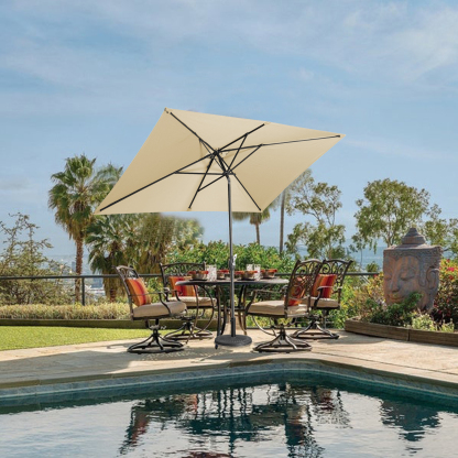 10Ft Aluminum Rectangular Market Patio Umbrella with Crank and Tilt (without Base)