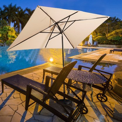 10Ft Aluminum Rectangular Market Patio Umbrella with Crank and Tilt (without Base)