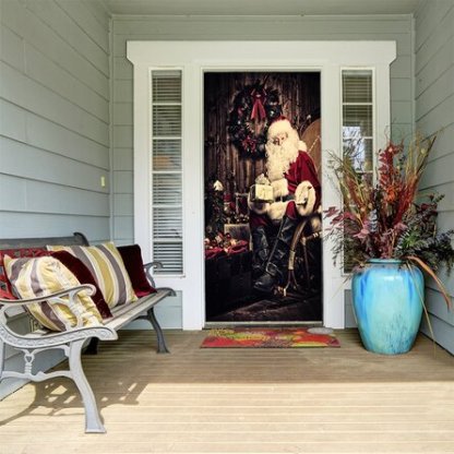 Good Old Santa Claus with Christmas Gifts Door Mural