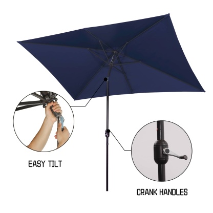 10Ft Aluminum Rectangular Market Patio Umbrella with Crank and Tilt (without Base)