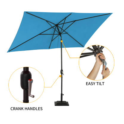 10Ft Aluminum Rectangular Market Patio Umbrella with Crank and Tilt (without Base)