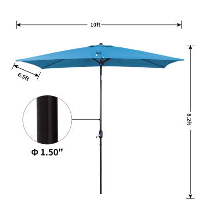 10Ft Aluminum Rectangular Market Patio Umbrella with Crank and Tilt (without Base)