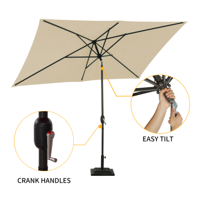 10Ft Aluminum Rectangular Market Patio Umbrella with Crank and Tilt (without Base)