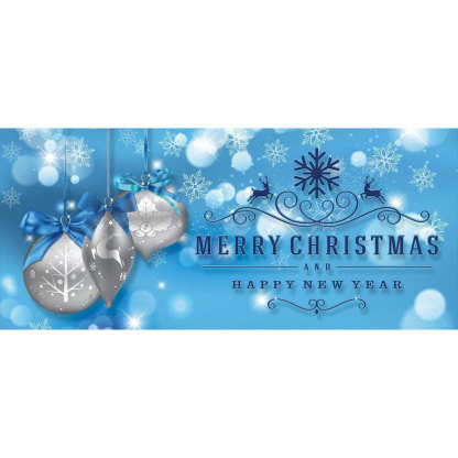 Silver Christmas Ornaments on Blue Christmas Garage Door Decor Mural for Double Car Garage