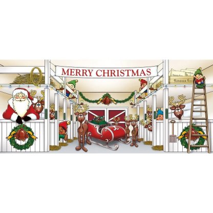 7 ft. x 16 ft. Huge Santa's Reindeer Barn Christmas Garage Door Decor Mural for Double Car Garage