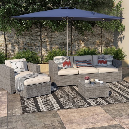 10Ft Aluminum Rectangular Market Patio Umbrella with Crank and Tilt (without Base)