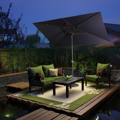10Ft Aluminum Rectangular Market Patio Umbrella with Crank and Tilt (without Base)