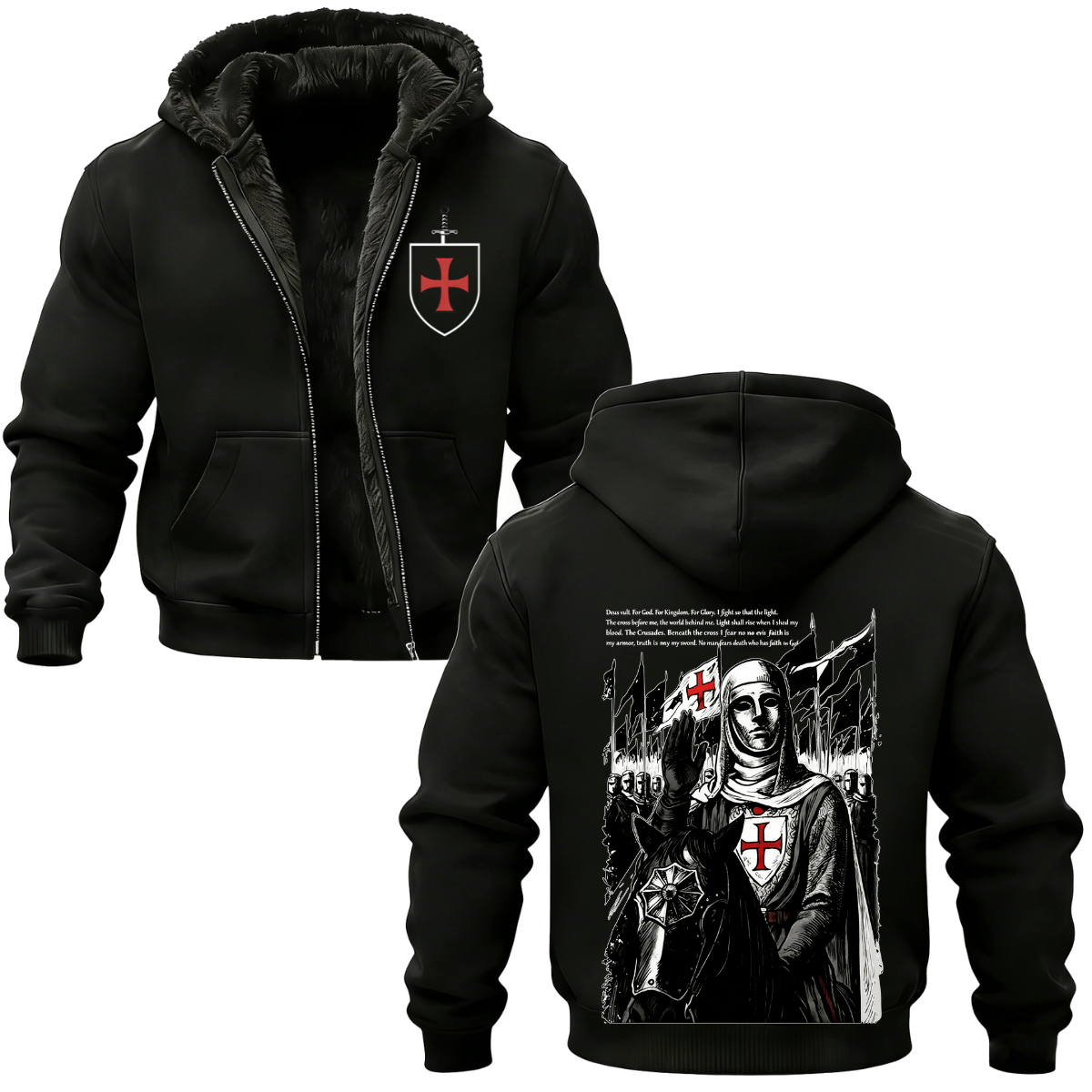 Baldwin IV Vintage Printed Zippered Hooded Fleece Cardigan 