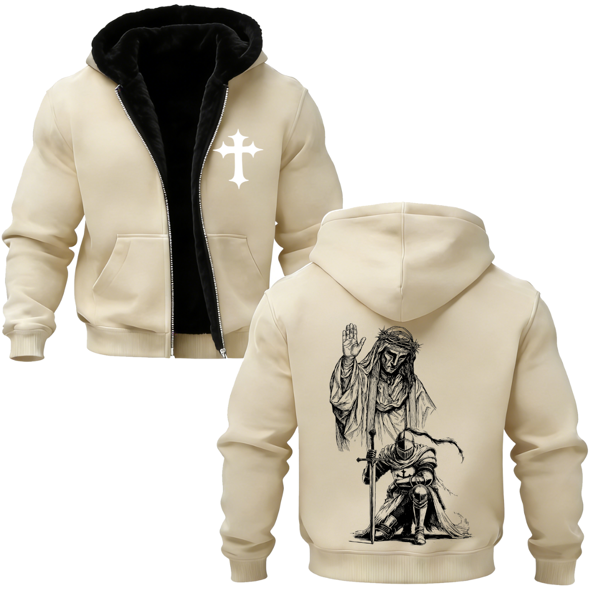  Baldwin IV Printed Zippered Hooded Fleece Cardigan