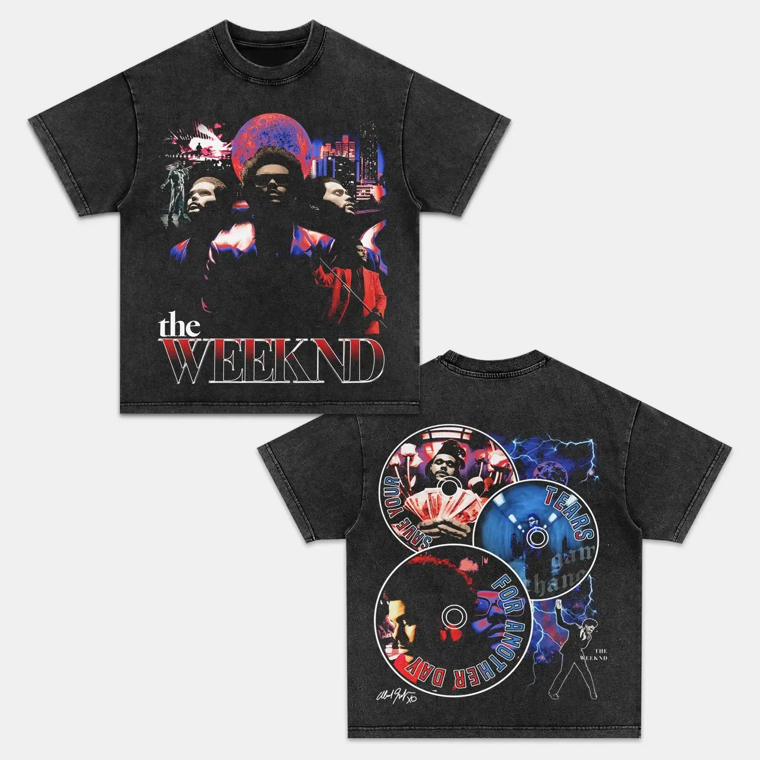 Unisex-Adult Ultra Cotton Washed T-Shirt Graphic THE WEEKND V4 TEE