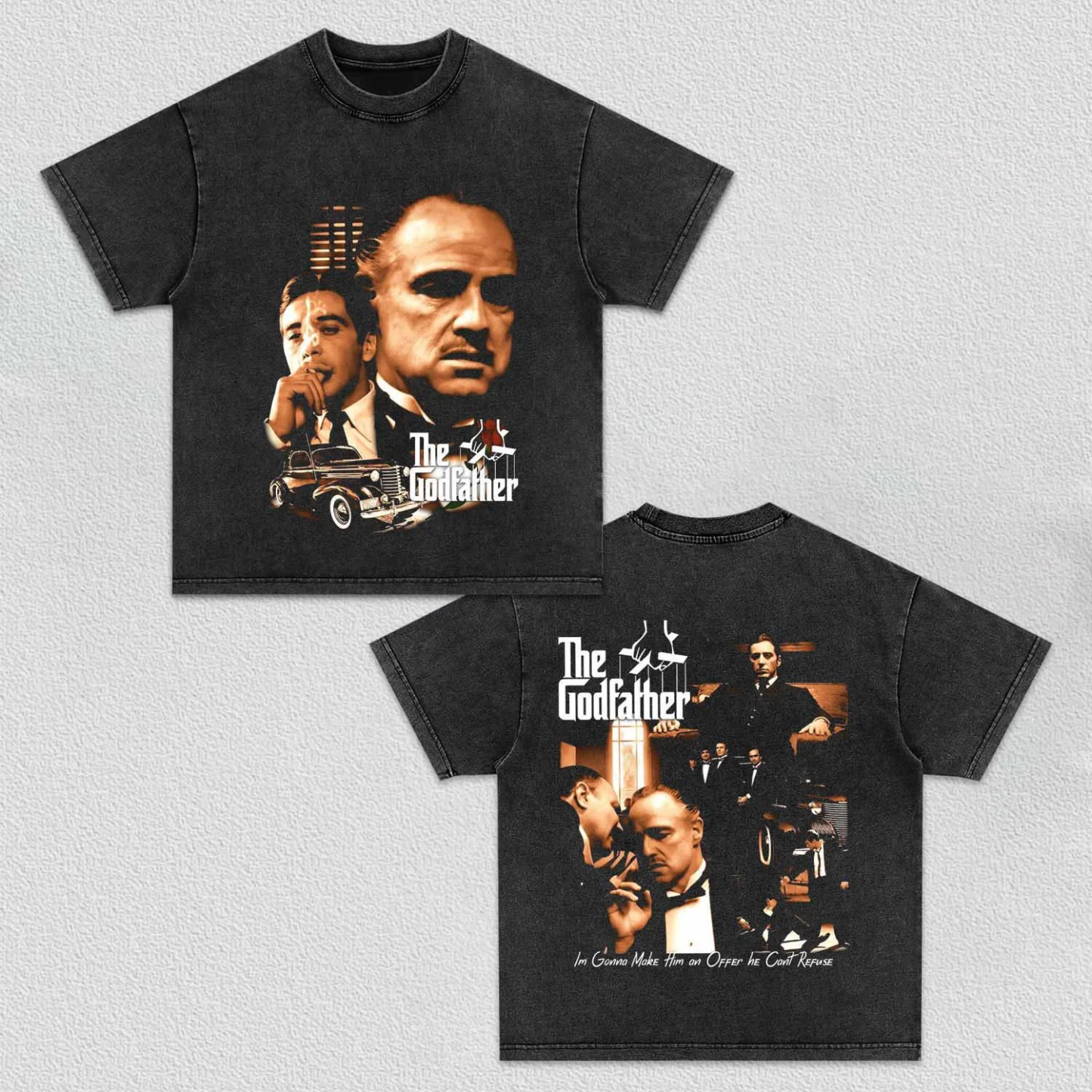 Unisex-Adult Ultra Cotton Washed T-Shirt Graphic The Godfather TEE