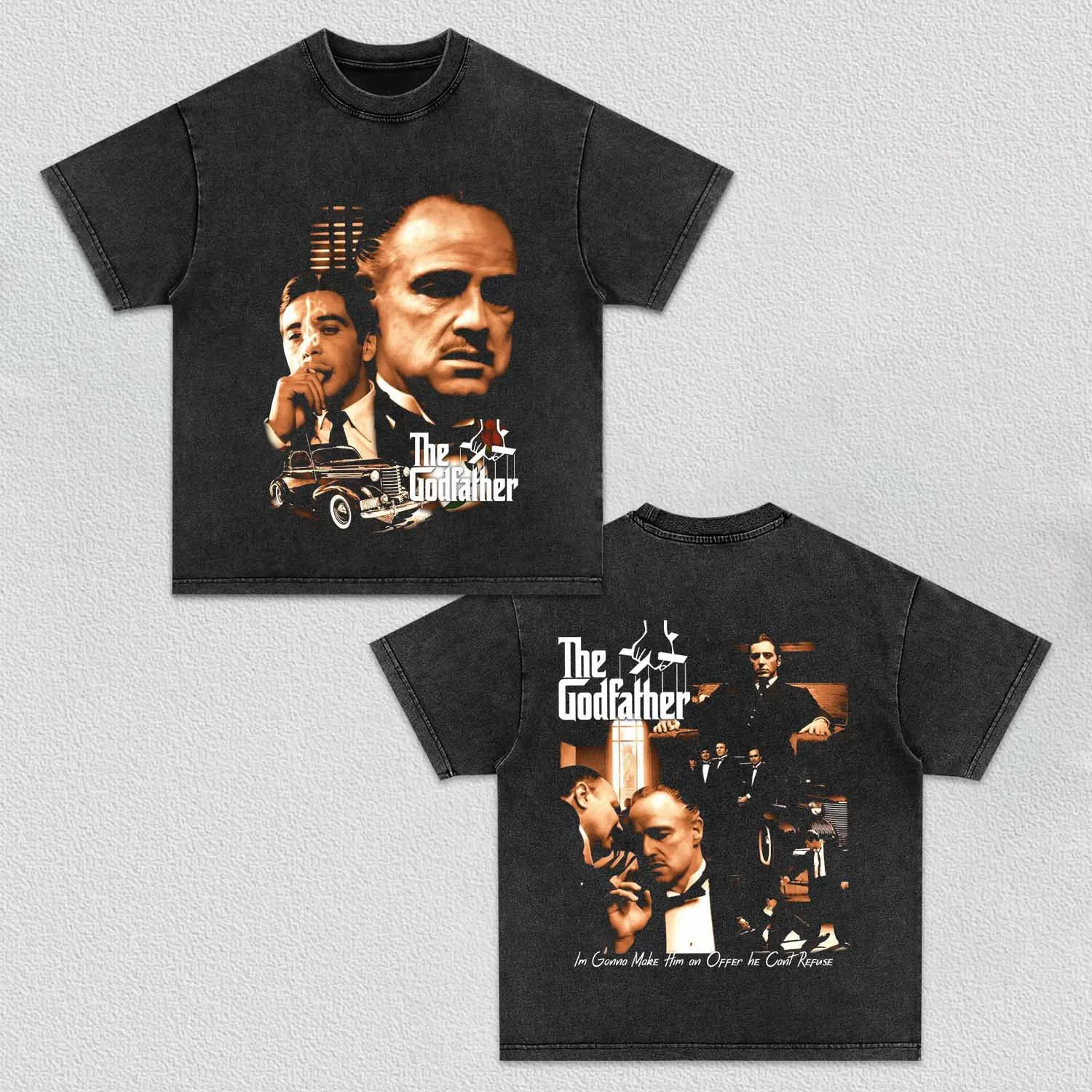 Unisex-Adult Ultra Cotton Washed T-Shirt Graphic The Godfather TEE