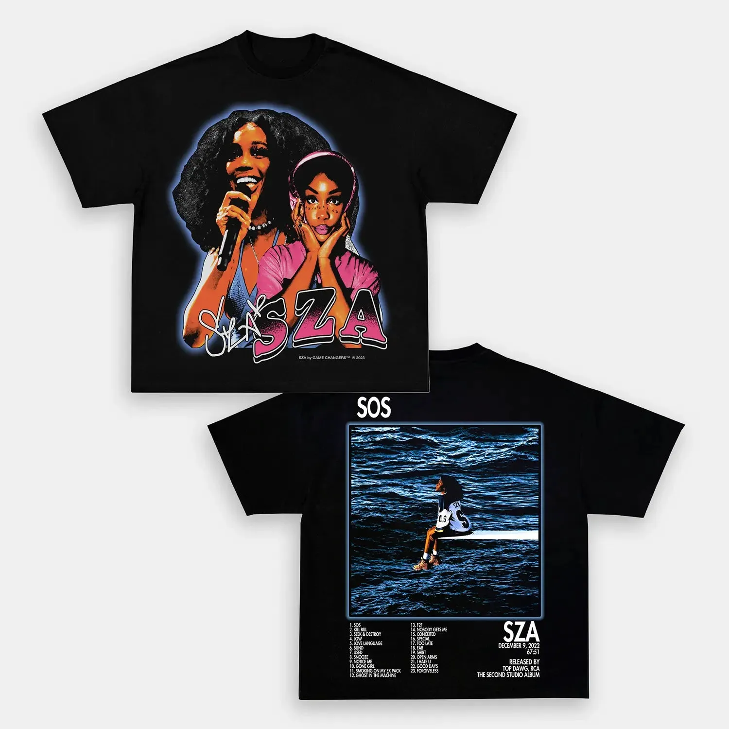 Unisex-Adult Ultra Cotton Washed T-Shirt Graphic  SZA SOS TEE 