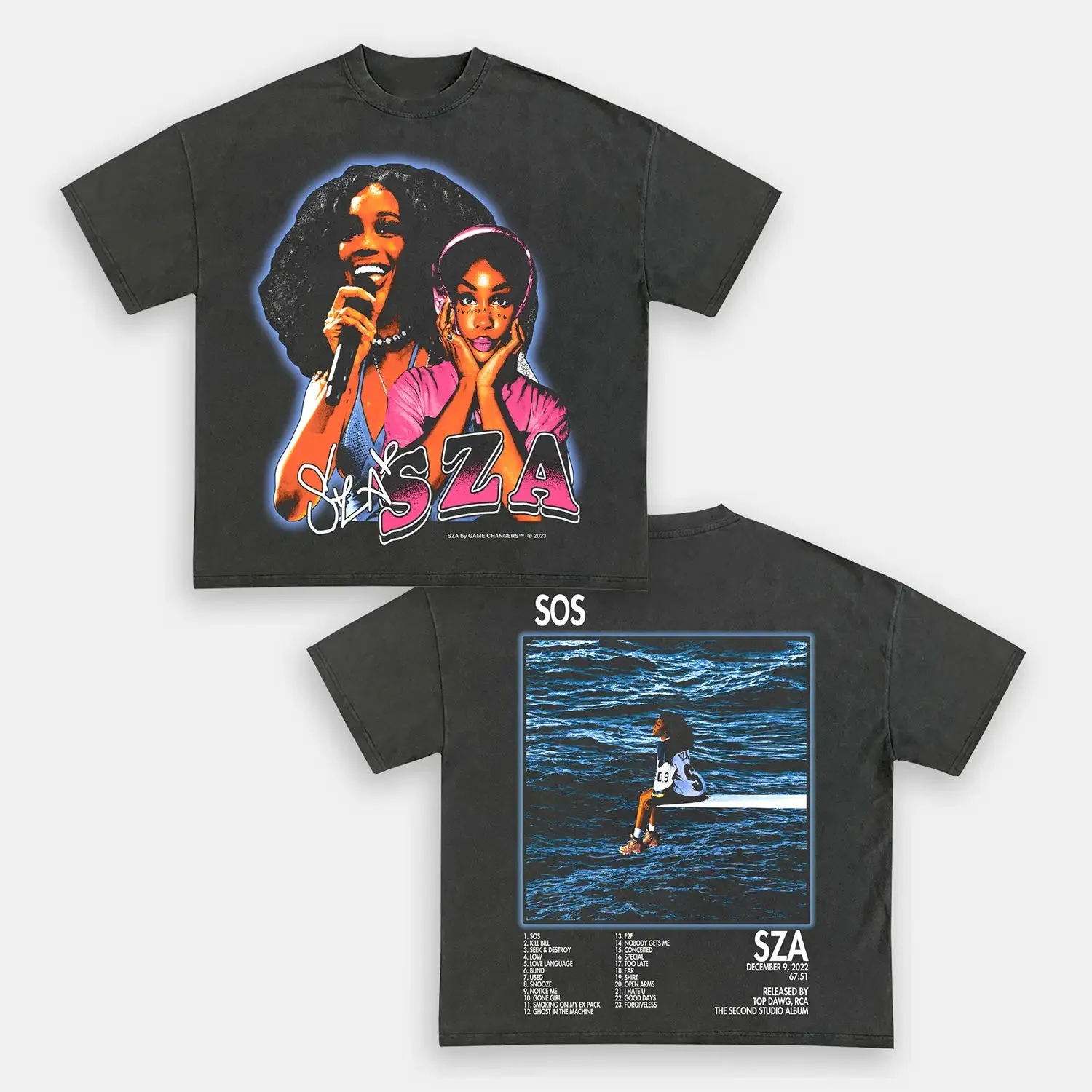 Unisex-Adult Ultra Cotton Washed T-Shirt Graphic  SZA SOS TEE 