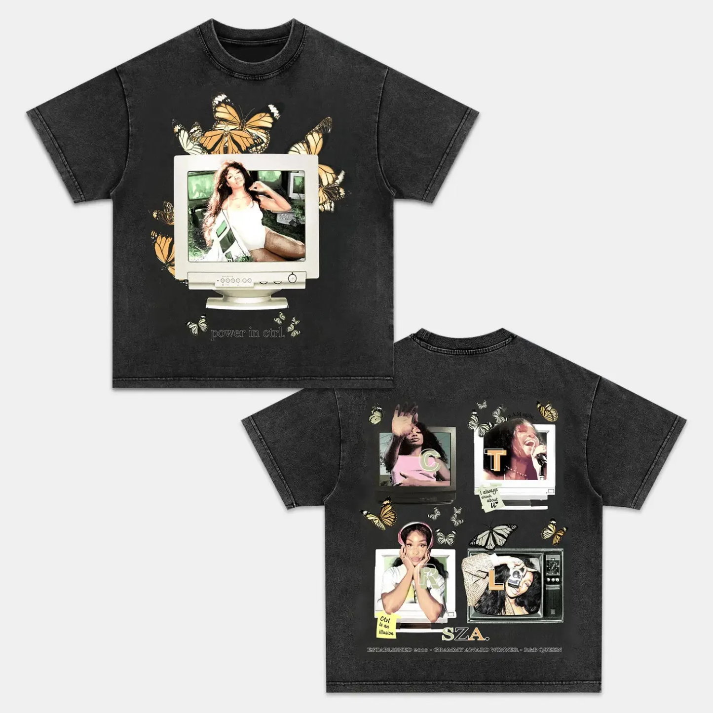 Unisex-Adult Ultra Cotton Washed T-Shirt Graphic SZA CTRL V2 TEE