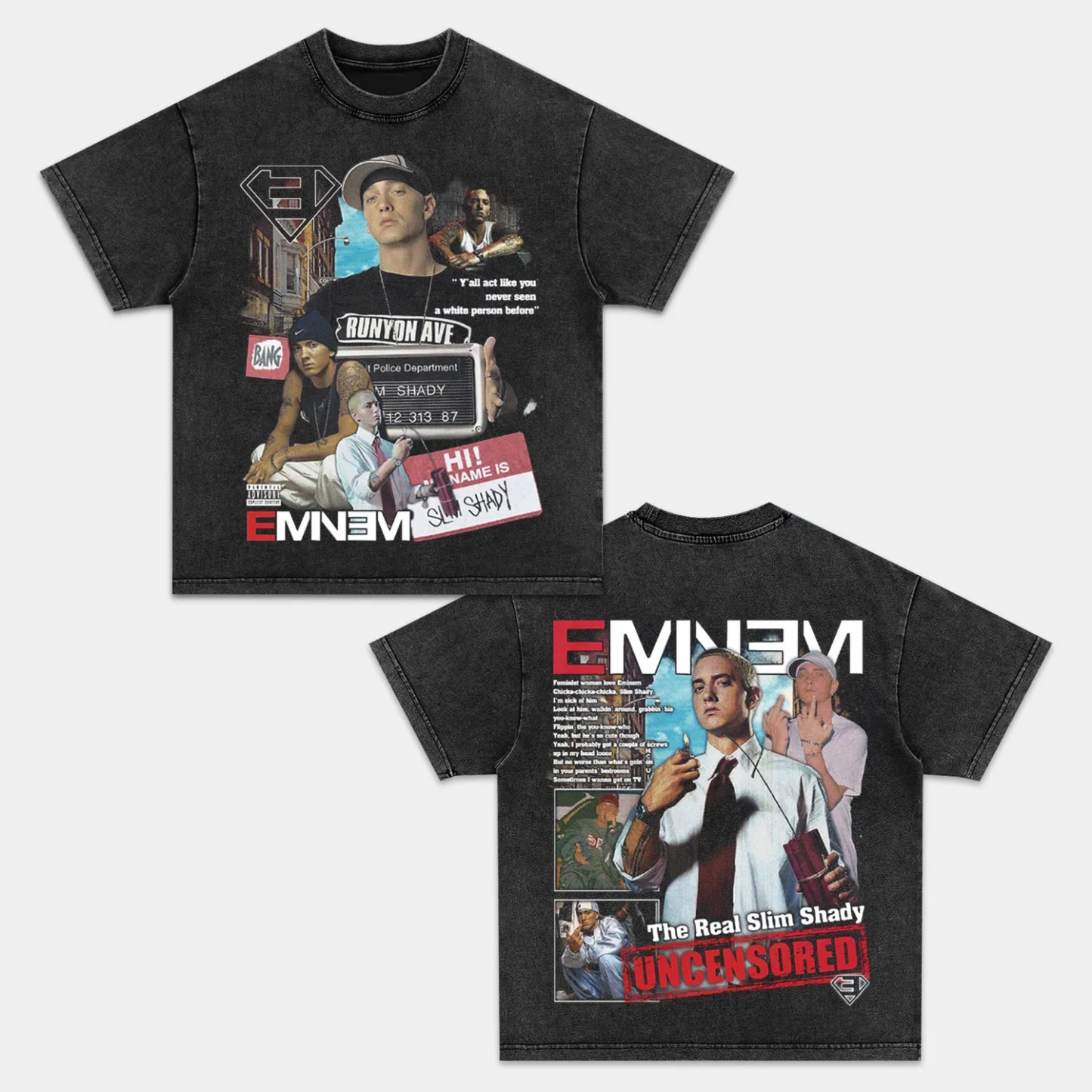 Unisex-Adult Ultra Cotton Washed T-Shirt Graphic SLIM SHADY EMINEM TEE