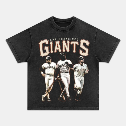 Unisex-Adult Ultra Cotton Washed T-Shirt Graphic  SF GIANTS 