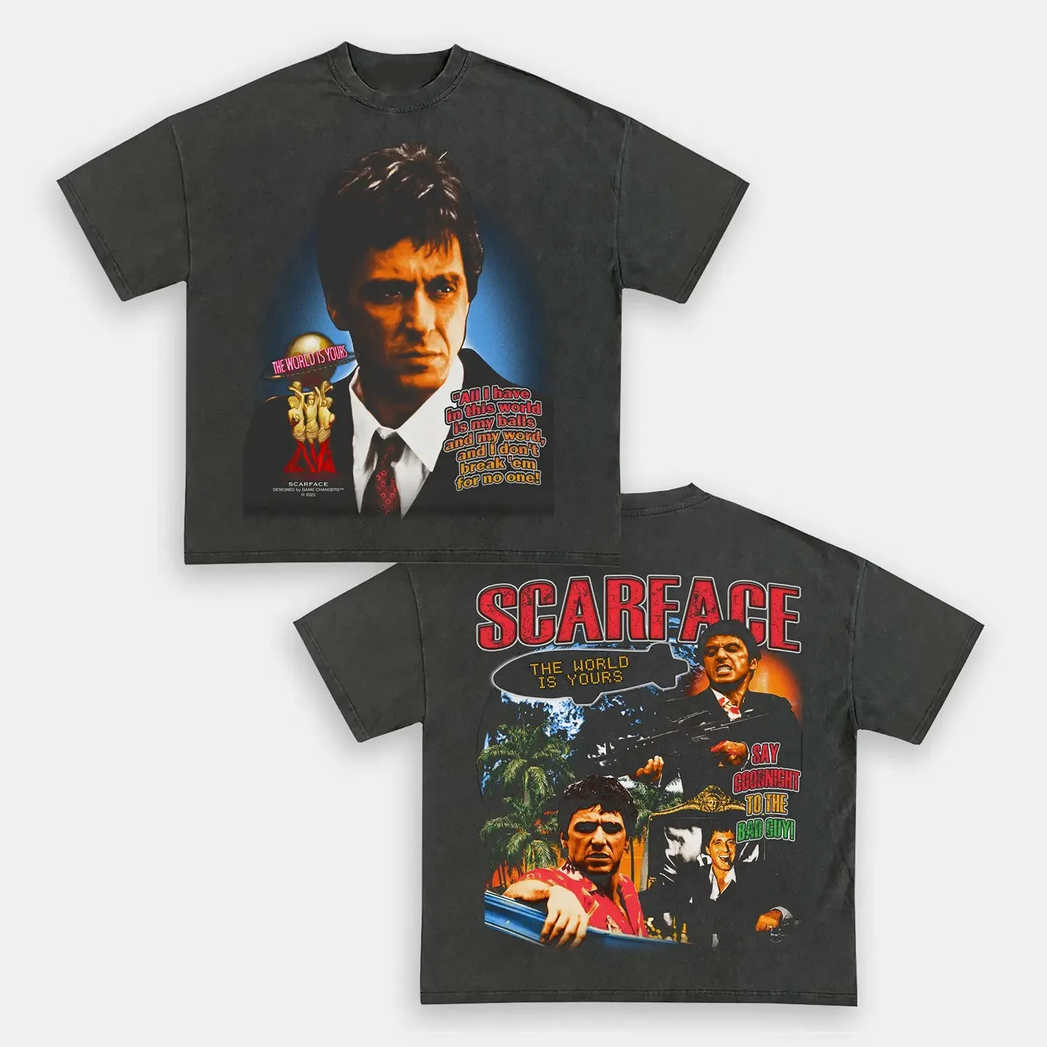 Unisex-Adult Ultra Cotton Washed T-Shirt Graphic SCARFACE TEE