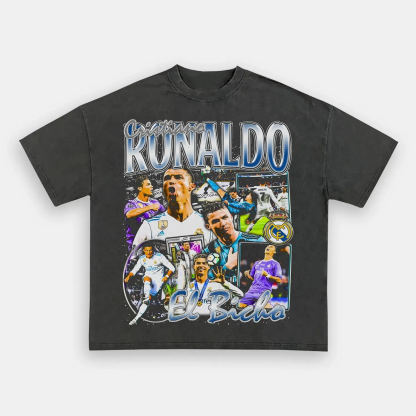 Unisex-Adult Ultra Cotton Washed T-Shirt Graphic  RONALDO REAL MADRID TEE 