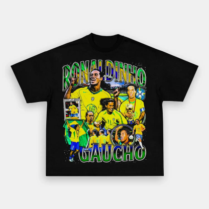 Unisex-Adult Ultra Cotton Washed T-Shirt Graphic  RONALDINHO TEE 
