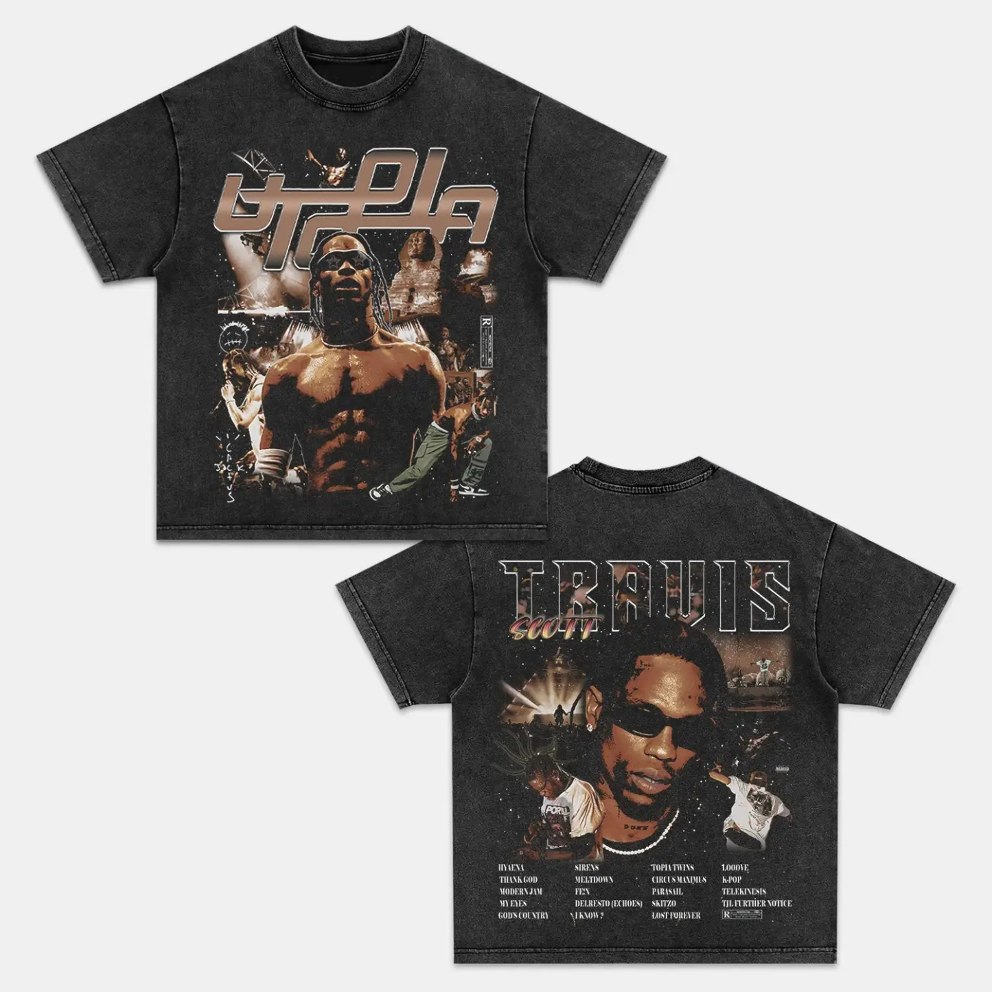 Unisex-Adult Ultra Cotton Washed T-Shirt Graphic  TRAVIS SCOTT UTOPIA TEE 