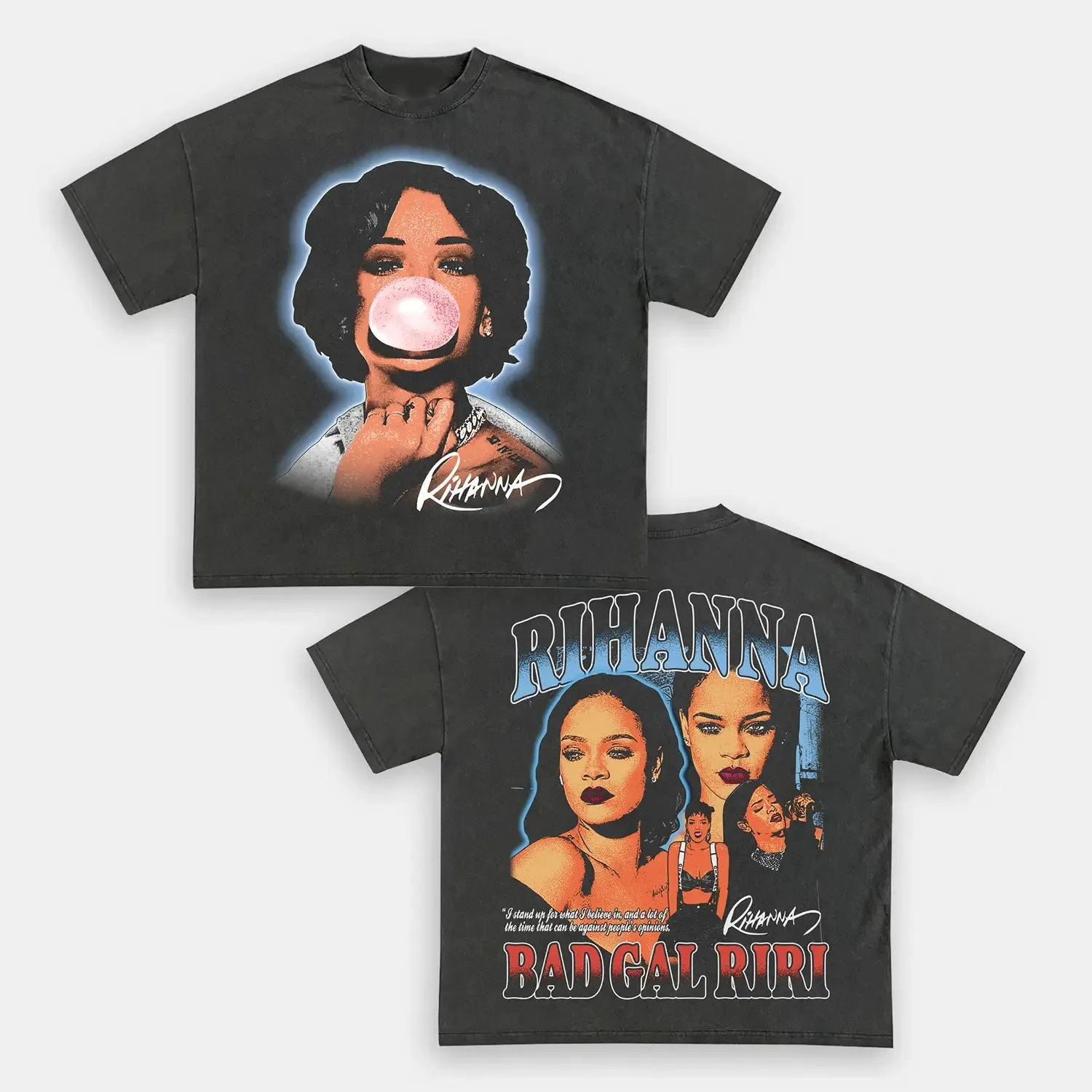 Unisex-Adult Ultra Cotton Washed T-Shirt Graphic  RIHANNA TEE 