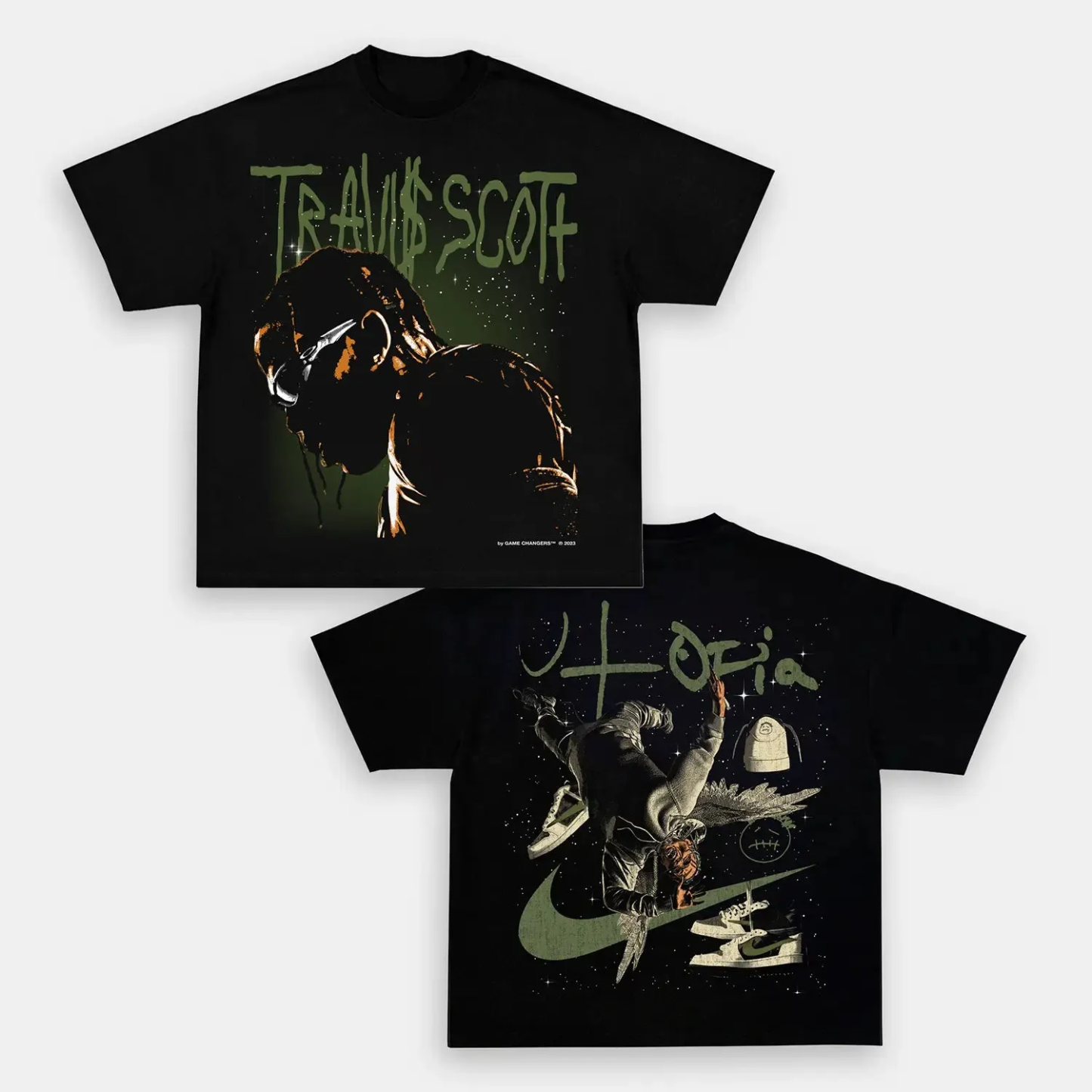 Unisex-Adult Ultra Cotton Washed T-Shirt Graphic  TRAVIS SCOTT UTOPIA 2 TEE 