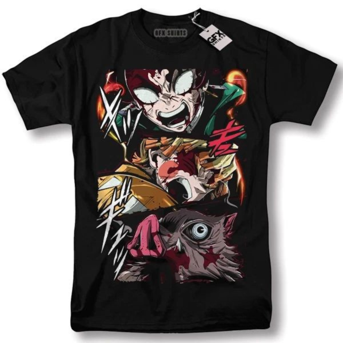 Demon Slayer Tanjiro Zenitsu Inosuke Shirt Anime Manga Kimetsu no Yaiba T-Shirt