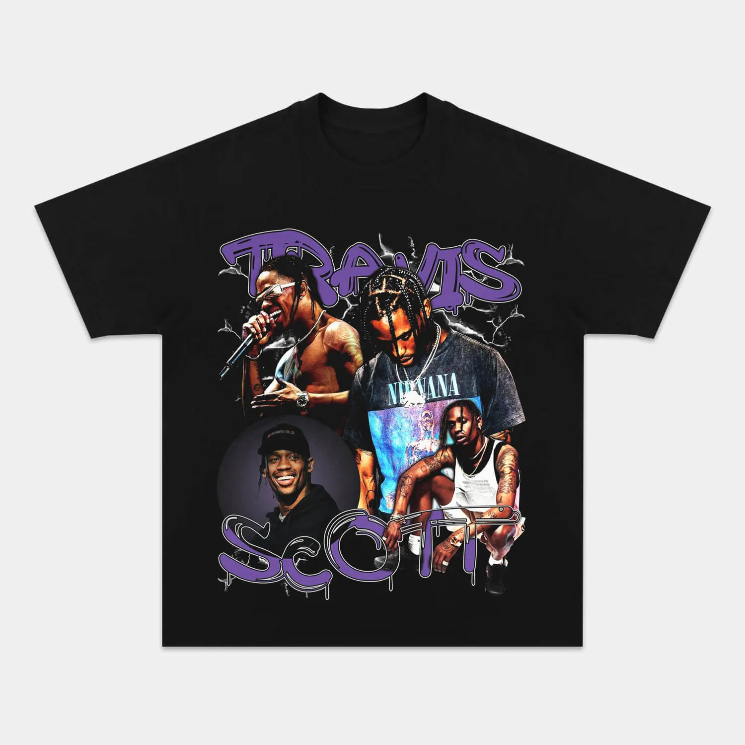 Unisex-Adult Ultra Cotton Washed T-Shirt Graphic  TRAVIS SCOTT TEE 2 