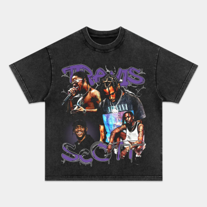 Unisex-Adult Ultra Cotton Washed T-Shirt Graphic  TRAVIS SCOTT TEE 2 