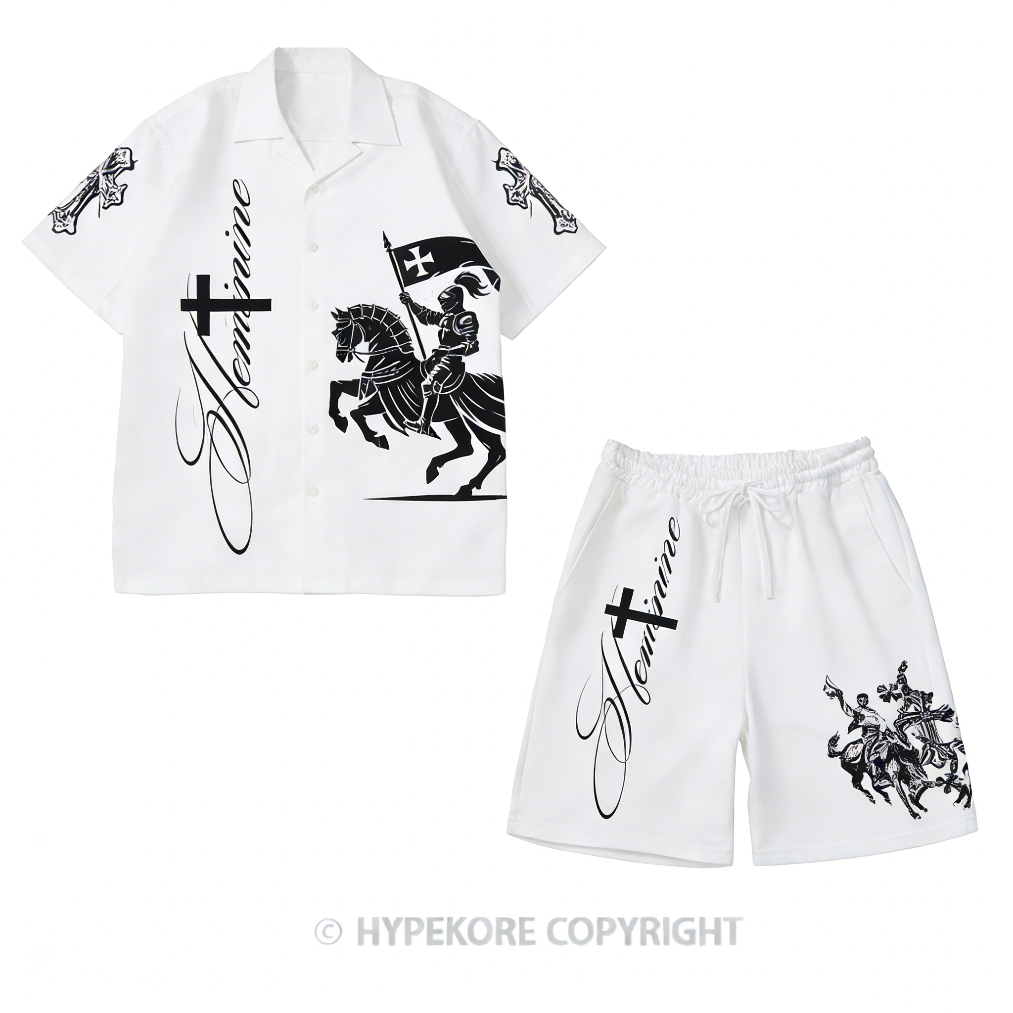 Knight Short-Sleeve Printed Casual Suit