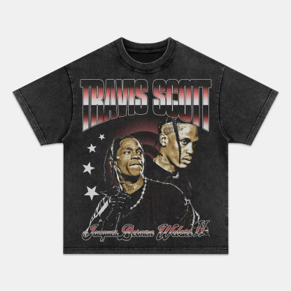 Unisex-Adult Ultra Cotton Washed T-Shirt Graphic  TRAVIS SCOTT TEE 