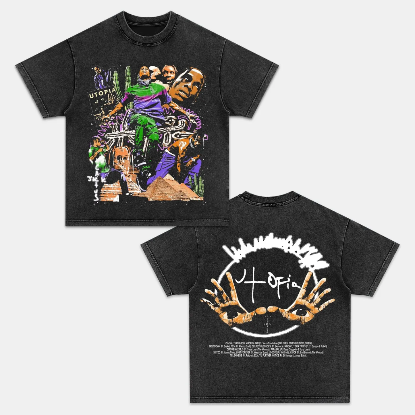 Unisex-Adult Ultra Cotton Washed T-Shirt Graphic  TRAVIS SCOTT TEE 