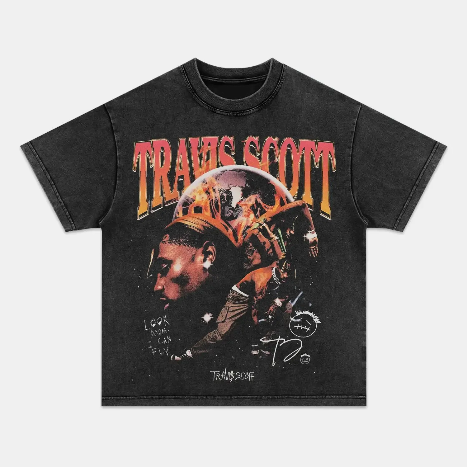 Unisex-Adult Ultra Cotton Washed T-Shirt Graphic  TRAVIS SCOTT TEE 