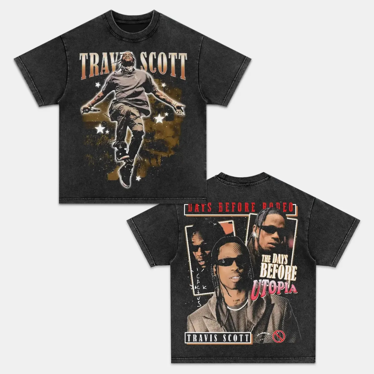 Unisex-Adult Ultra Cotton Washed T-Shirt Graphic TRAVIS SCOTT TEE