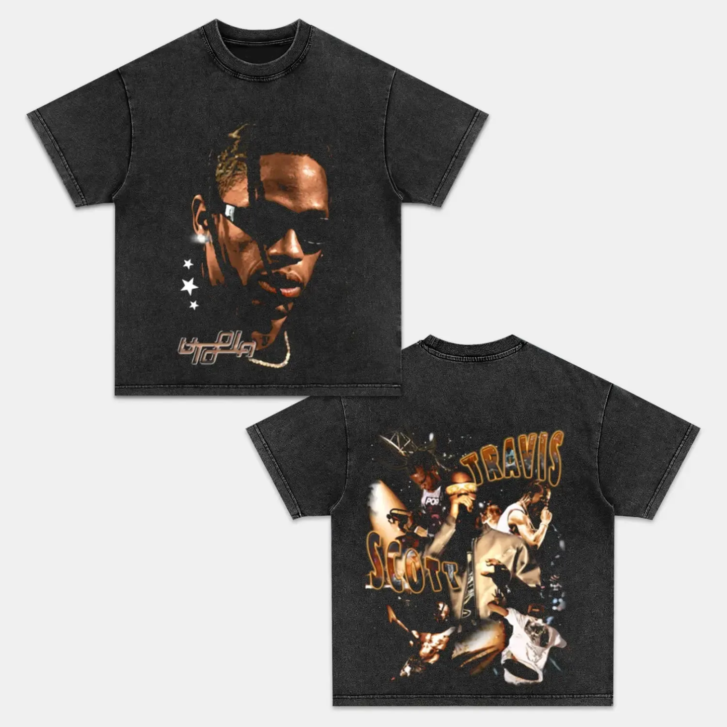 Unisex-Adult Ultra Cotton Washed T-Shirt Graphic  TRAVIS SCOTT 
