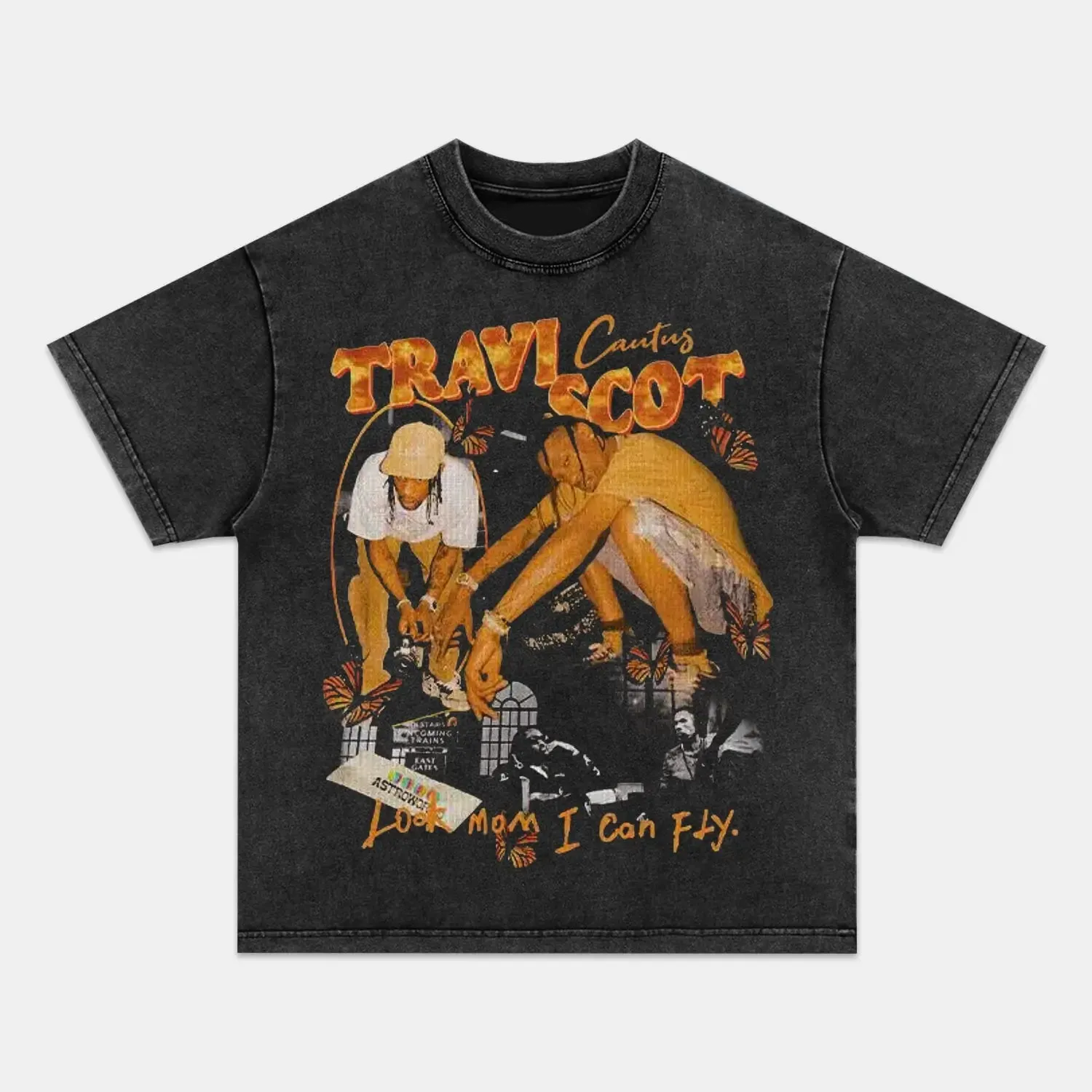 Unisex-Adult Ultra Cotton Washed T-Shirt Graphic TRAVIS SCOOTT VINTAGE TEE