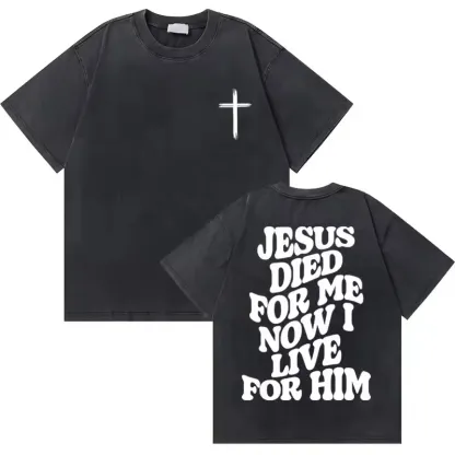 Washed Vintage Christian Jesus Good News God Loves You Bible Verse Graphic T-shirts Men Women Fashion Casual Oversized T Shirt