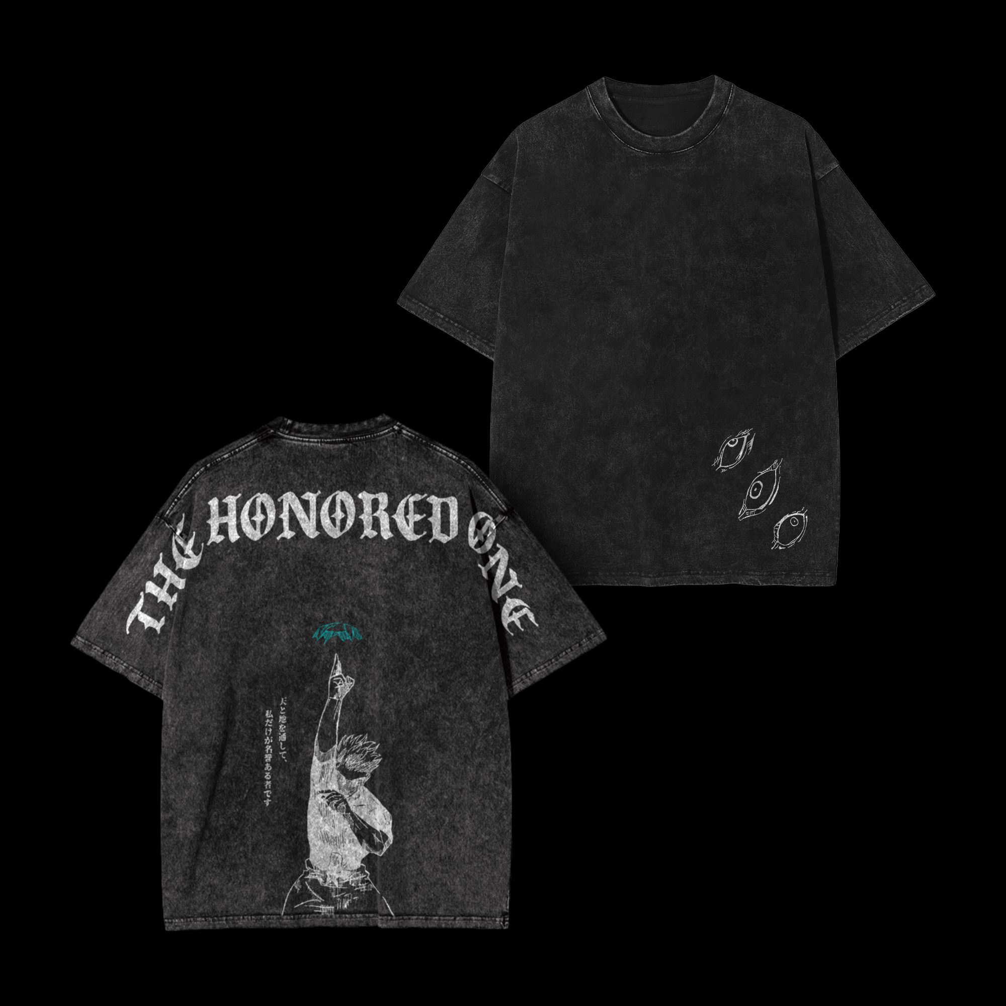 Retro Gojo Satoru Anime Oversize Washed T-Shirt