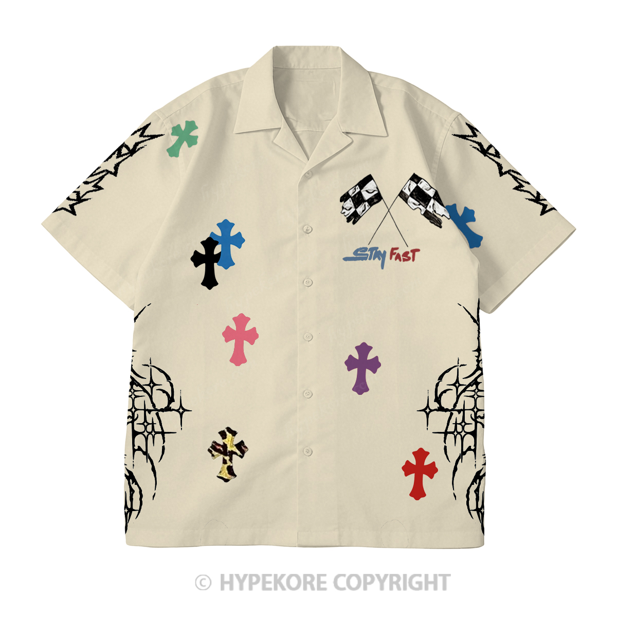 cross Short-Sleeve Printed Casual Suit