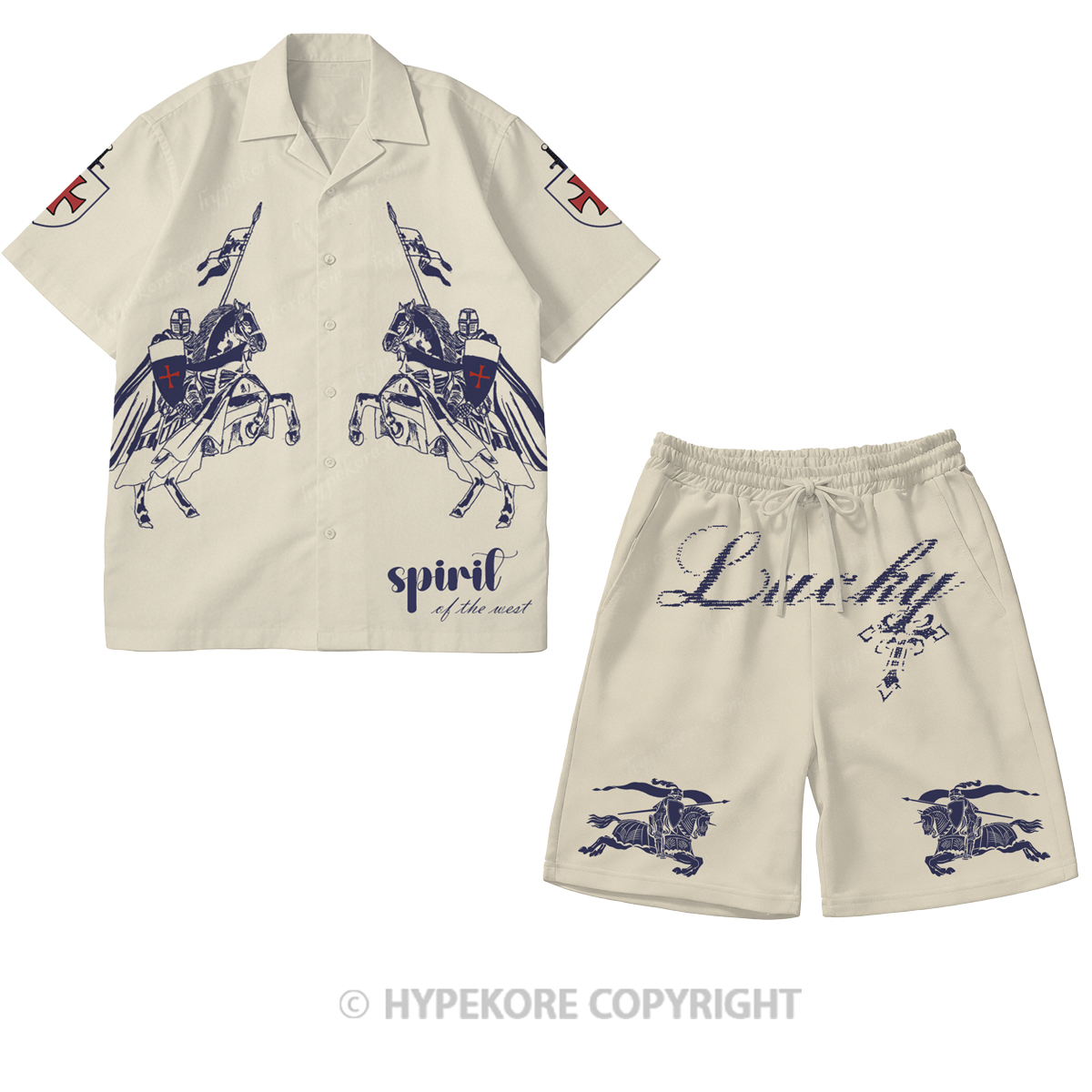 Knight Short-Sleeve Printed Casual Suit